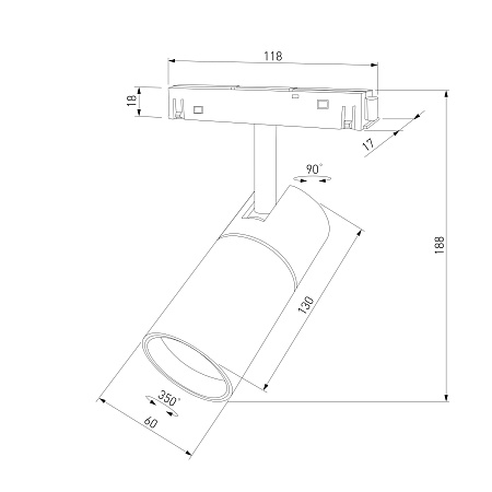 Slim Magnetic Трековый светильник с инновационной антибликовой решеткой 13W 4000K Kars черный 85524/01 Elektrostandard - фото