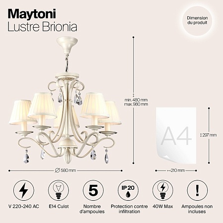 Люстра Maytoni Brionia ARM172-05-G - фото