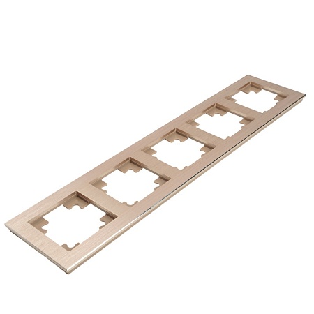 Рамка 5-местная, металл, STEKKER, MFR00-7005-02, серия Катрин, шампань - фото