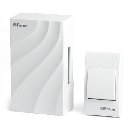 Звонок с кнопкой проводной Feron DB-102 электромеханический белый 230V 119х70х37мм - фото