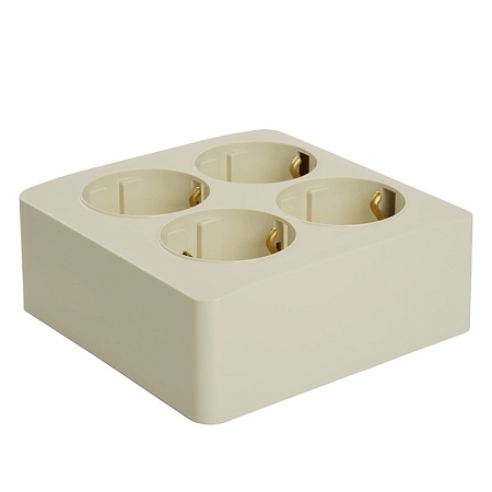 Розетка 4-местная с/з открытой установки, квадрат, STEKKER, 250В, 16А, IP20, серия София, слоновая кость, MST16-14S-04 - фото
