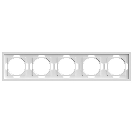 Рамка STEKKER, PFR00-5005-01 5-местная, серия Эмили, белый фарфор, soft touch - фото