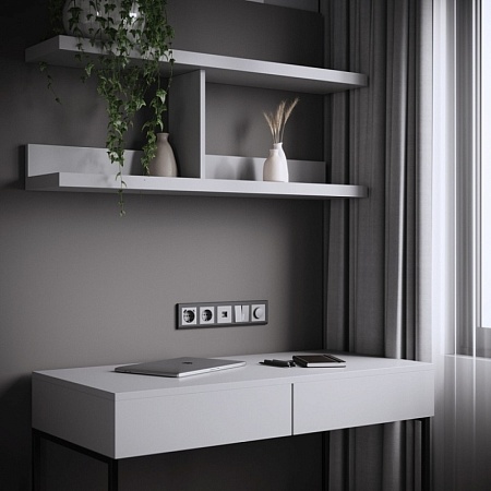 Розетка Ethernet RJ-45 (серебряный матовый) W1181065 - фото