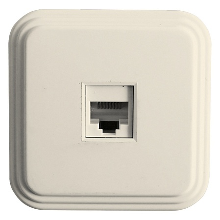 Розетка компьютерная 1-местная STEKKER, PST00-21-20 (РК8-01-БЖ), RJ-45, IP20, слоновая кость - фото