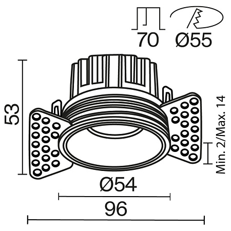 Встраиваемый светильник Technical Round DL058-7W2.7K-TRS-W - фото