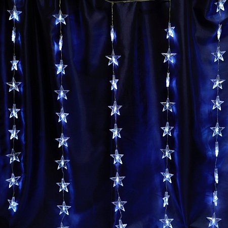 Светодиодная гирлянда Feron CL25 занавес Звездочки  2*1м  + 3м 5000K с контроллером, c питанием от сети 230V, прозрачный шнур - фото