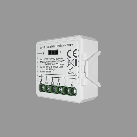 RL1002-SM Двухканальное Wi-Fi реле-выключатель 2 x 2300 Вт / 2 x 250 Вт для LED - фото