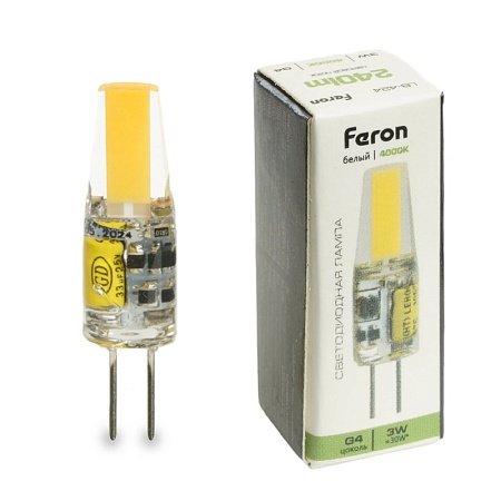 Лампа светодиодная Feron LB-424 G4 3W 12V 4000K - фото