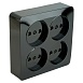 Розетка 4-местная б/з открытой установки, квадрат, STEKKER, 250В, 10А, IP20, серия София, черный, MST10-14S-02 - фото