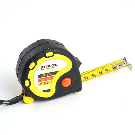 Рулетка STEKKER, 5 м х 19 мм, прорезиненное покрытие, MTS-5 - фото