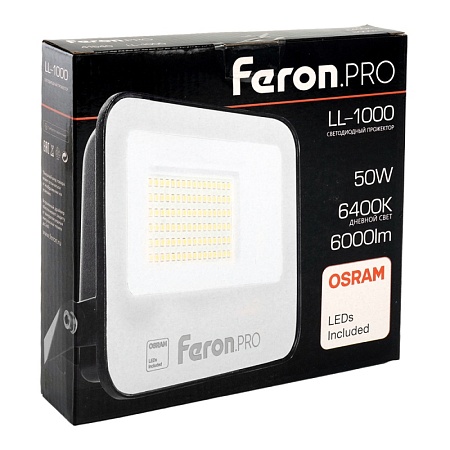Светодиодный прожектор Feron.PRO LL-1000 IP65 50W 6400K черный - фото