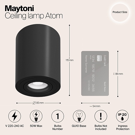 Потолочный светильник Technical Atom C016CL-01B - фото