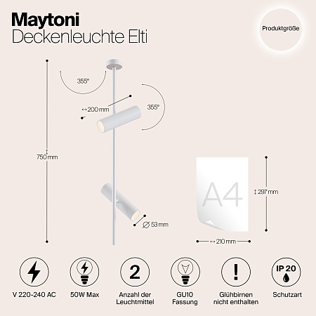 Потолочный светильник Technical Elti C021CL-02W - фото