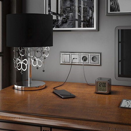 Рамка на 4 поста (хром/белый) W0041431 - фото