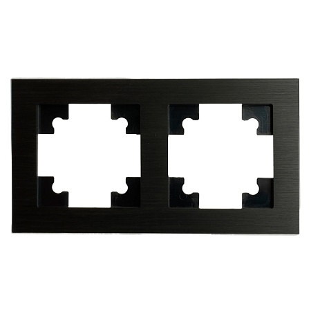 Рамка 2-местная, металл, STEKKER MFR00-7002-05, серия Катрин, черный - фото