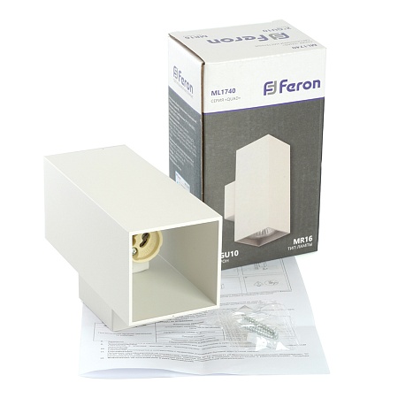 Светильник  настенный Feron ML1740 QUAD   MR16 35W, 230V, 2*GU10,  белый IP20 - фото