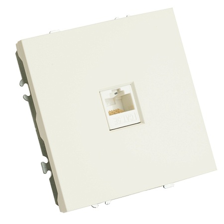 Розетка компьютерная 1-местная RJ-45 (механизм), STEKKER, серия Эмили, RST00-5117-01, белый фарфор, soft touch - фото