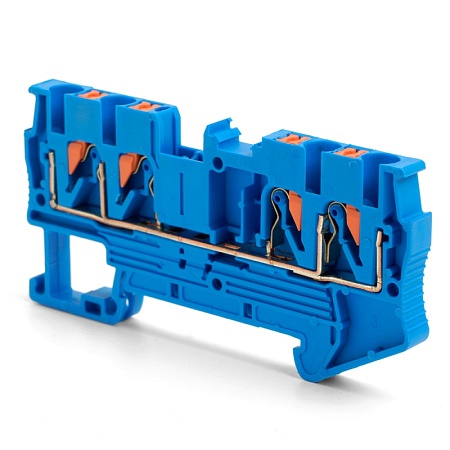 Зажим пружинный, 4-проводной проходной ЗНИ - 2,5 ,JXB PT 2,5 , синий LD574-2-25 - фото