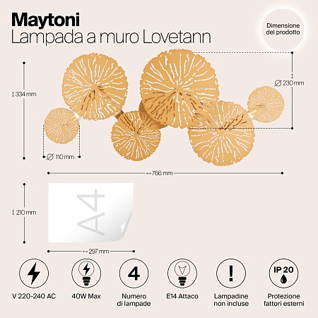 Настенный светильник (бра) Maytoni Lovetann MOD082WL-04G - фото