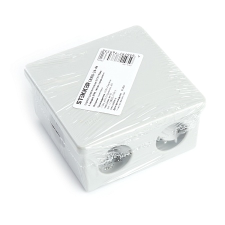 Коробка разветвительная STEKKER EBX10-34-44, 85*85*40мм, 6 вводов, IP44, светло-серая (GE41235) - фото