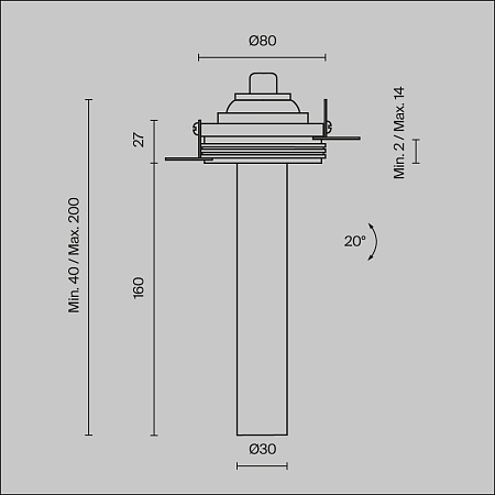 Встраиваемый светильник Technical Focus T C140TRS-L200-7W3K-W - фото