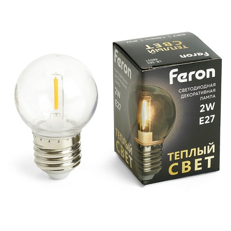 Лампа светодиодная Feron LB-383 Шарик прозрачный E27 2W 230V 2700K - фото