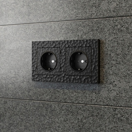 Рамка на 2 поста (черный) W0022408 - фото