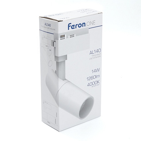 Светодиодный светильник Feron.ONE AL140 трековый однофазный на шинопровод 14W 4000K 35 градусов белый - фото