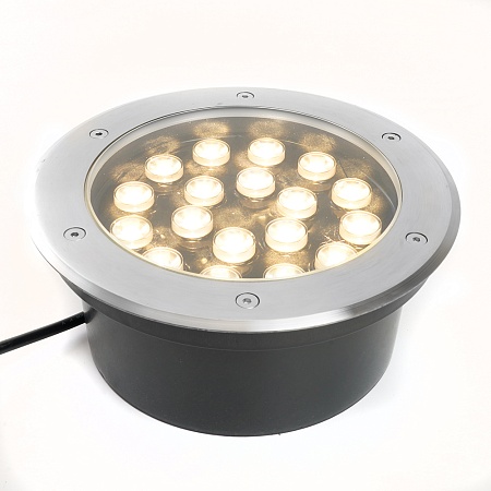Светодиодный светильник тротуарный (грунтовый) Feron SP2804, 20W, AC/DC12V, низковольтный, 3000K, металлик, IP67 - фото