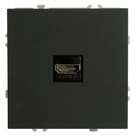 Розетка HDMI 2.0 Type A (механизм), серия Эмили, STEKKER, RST00-5118-05, черный уголь, soft touch - фото