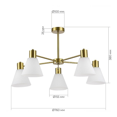 Светильник потолочный Латунь/Белый E27 5*60W SLE1561-302-05 - фото