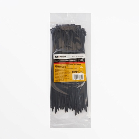 Хомут нейлоновый STEKKER NYCT36-200 3,6x200 мм, d пучка max 50 мм, нагрузка 18 кг, белый, упаковка 100 шт - фото