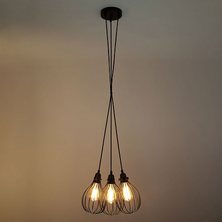 Подвесной светильник в стиле лофт 50059/3 черный - фото