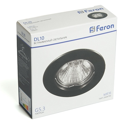 Светильник потолочный встраиваемый Feron  DL10 MR16 50W G5.3 черный матовый - фото