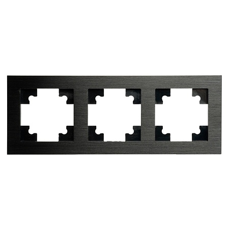 Рамка 3-местная, металл, STEKKER MFR00-7003-05, серия Катрин, черный - фото