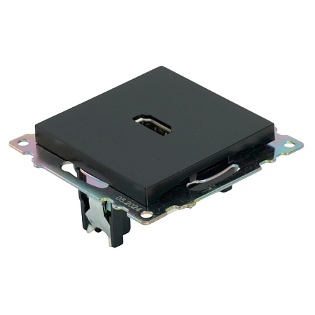 Розетка HDMI 2.1, Type A  (механизм), STEKKER GLS00-7118-05, серия Катрин, черный - фото