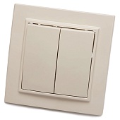 Выключатель 2-клавишный, STEKKER, PSW10-9004-02, 250В, 10А, серия Эрна, слоновая кость
