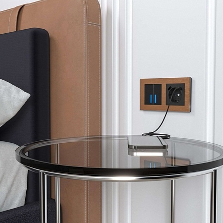 Рамка на 2 поста (коричневый алюминий) W0021714 - фото