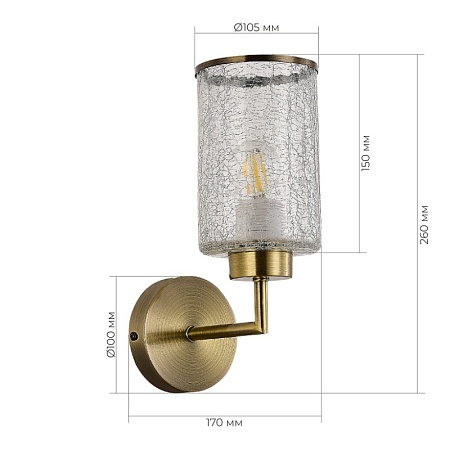 Светильник настенный Бронза/Прозрачный E27 1*60W SLE1046-301-01 - фото