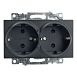 Розетка 2-местная с/з (механизм), STEKKER GLS16-7114-05, 250В, 16А с защитной шторкой, серия Катрин, черный - фото