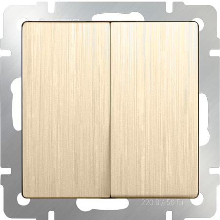 Выключатель  двухклавишный  шампань рифленый WL10-SW-2G - фото