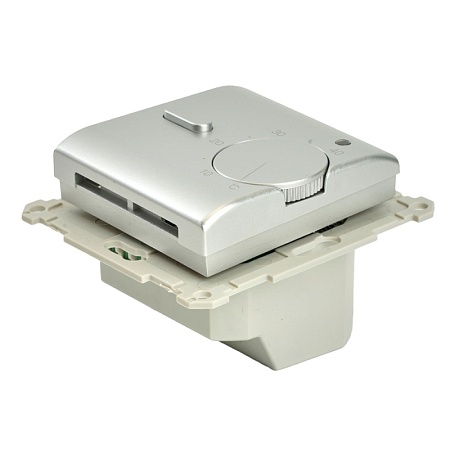 Терморегулятор механический для теплого пола (механизм), STEKKER GLS00-7117-03, 250В, 3500Вт, серия Катрин, серебро - фото