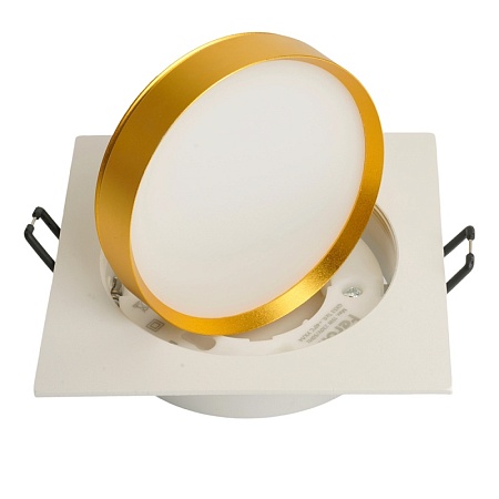 Светильник встраиваемый Feron DL506 потолочный GX53 белый + золото квадрат - фото
