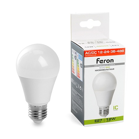 Лампа светодиодная низковольтная Feron LB-193 Шар E27 12W 12-48V 4000K - фото