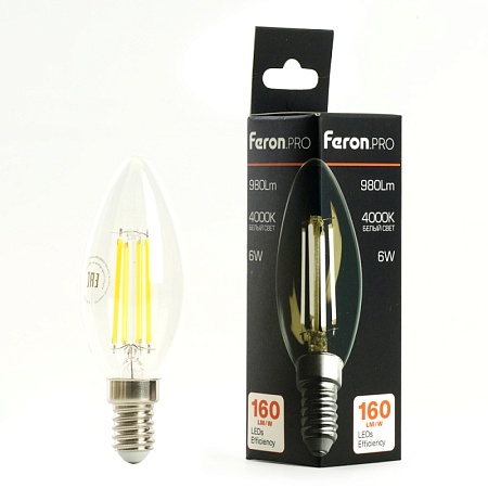 Лампа светодиодная Feron.PRO LB-1206 Свеча E14 960LM 6W 175-265V 2700K - фото
