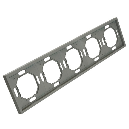 Рамка STEKKER, PFR00-5005-10 5-местная, серия Эмили, платиново-серый, soft touch - фото