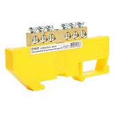 Шина "PE" на изоляторе 6*9 на DIN-рейку 6 выводов, желтый, LD555-69-6