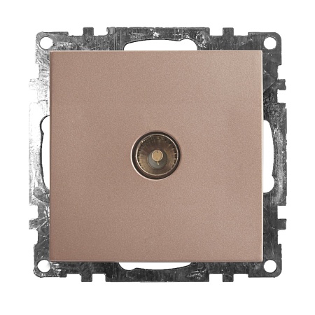 Розетка телевизионная 1-местная (механизм), STEKKER GLS00-7108-02, 75 Ом, 5-862МГц, серия Катрин, шампань - фото