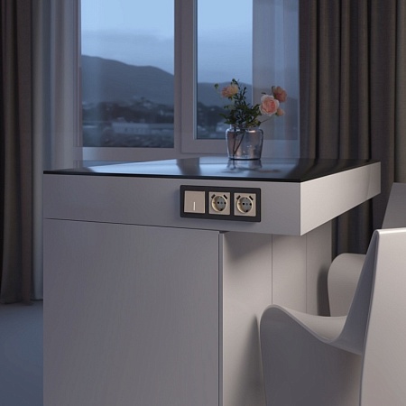 W1112143/ Выключатель одноклавишный проходной с подсветкой (айвори акрил) W1112143 - фото