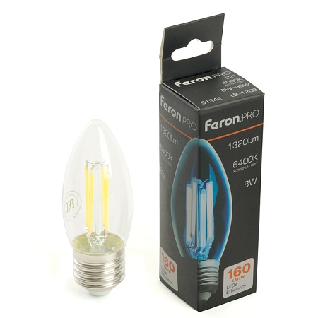 Лампа светодиодная Feron.PRO LB-1208 Свеча E27 1320LM 8W 175-265V 6400K - фото